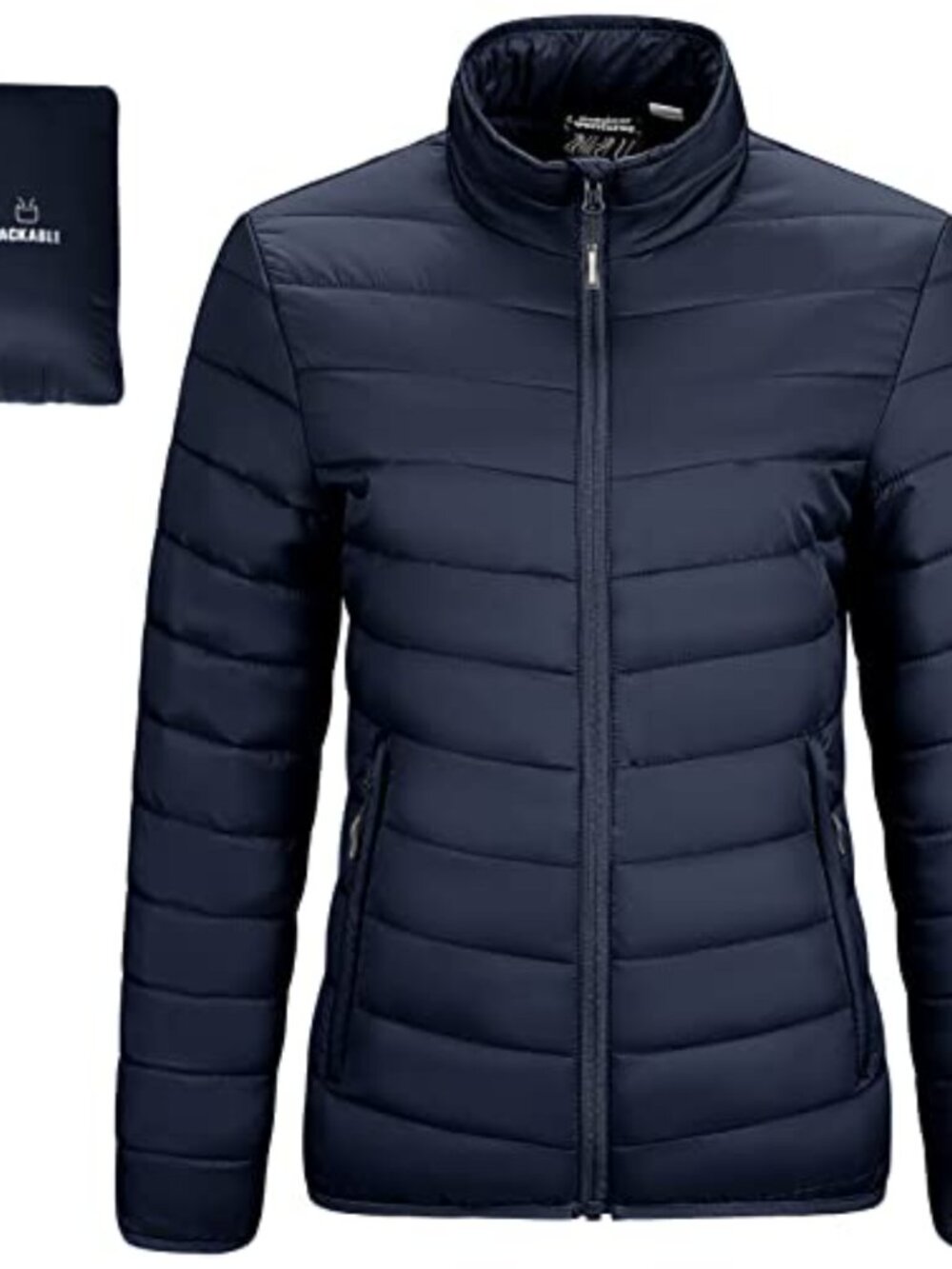 Women's Packable Full-Zip Short Puffer Jacket Insulated Quilted Warm